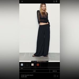 Zara Flowy Palazzo Pants M Black